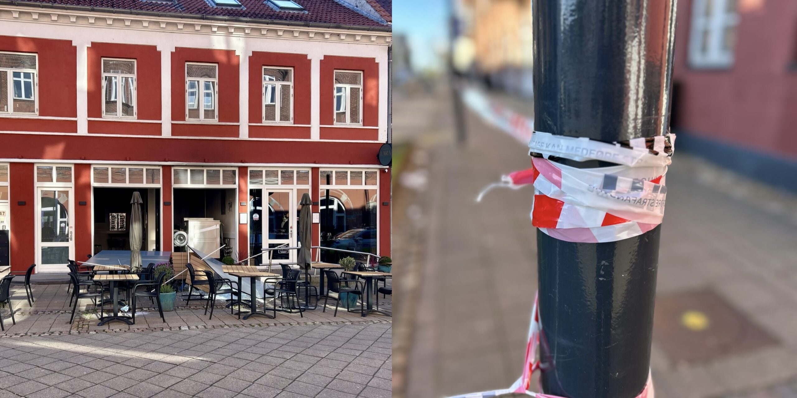 Mystisk politikaktion spærrer gade af i Fredericia