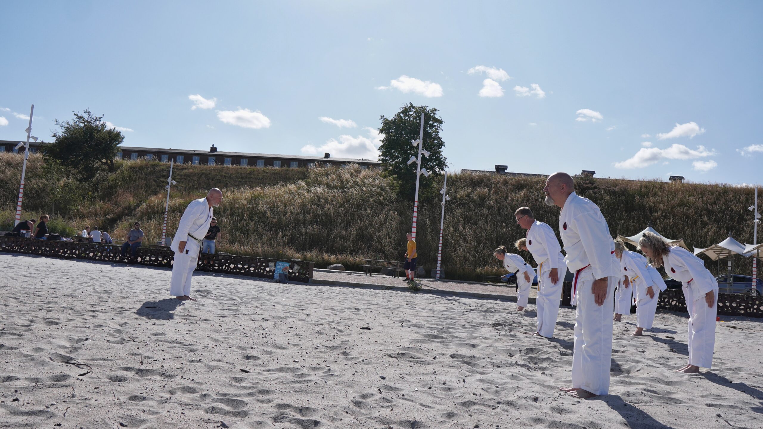 Fredericia Karate rykkede træningen ned på stranden: »Vi er en familie, der samles om glæden ved karaten«