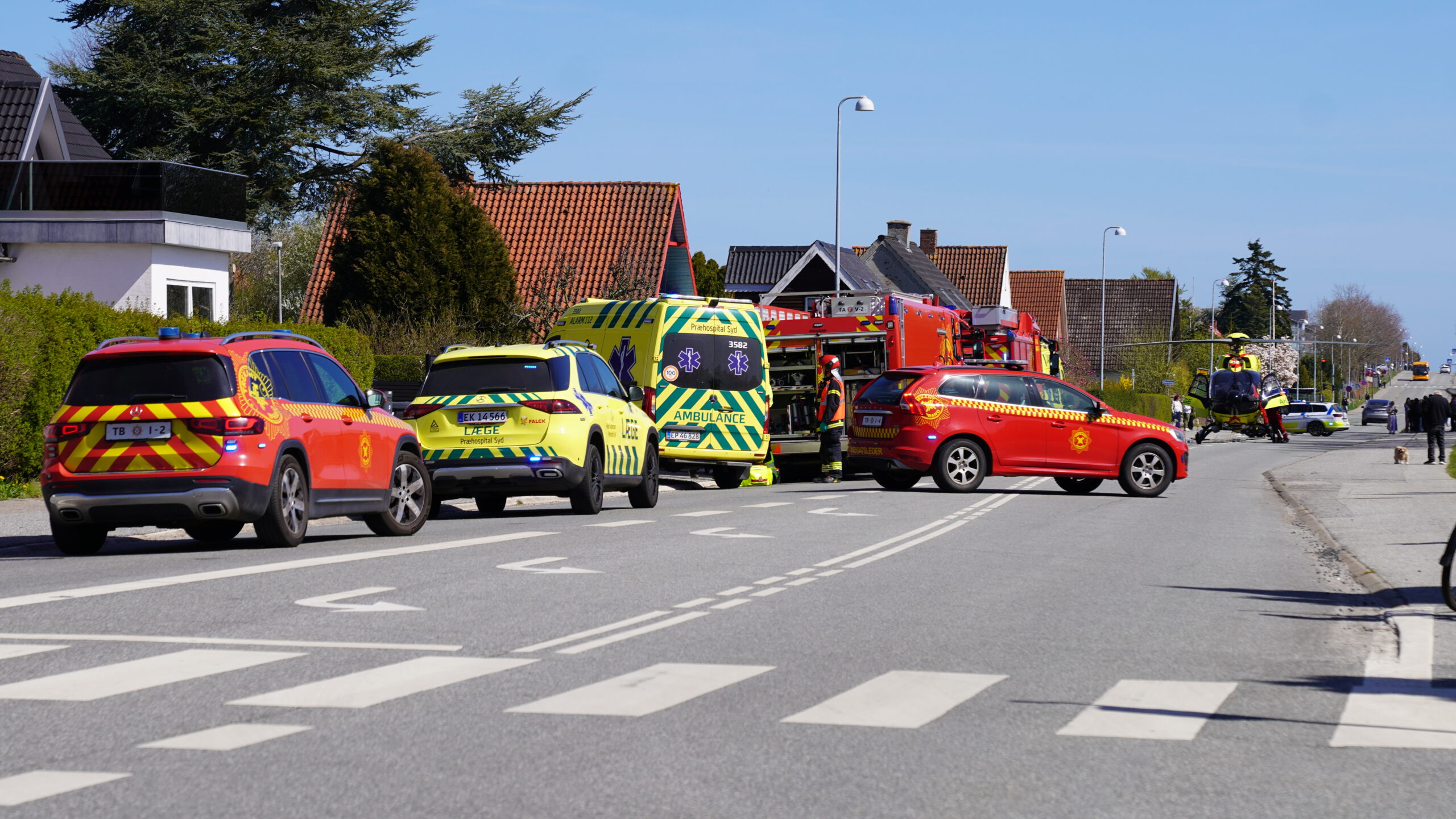 Lægehelikopter landet i Fredericia: Område afspærret på Indre Ringvej